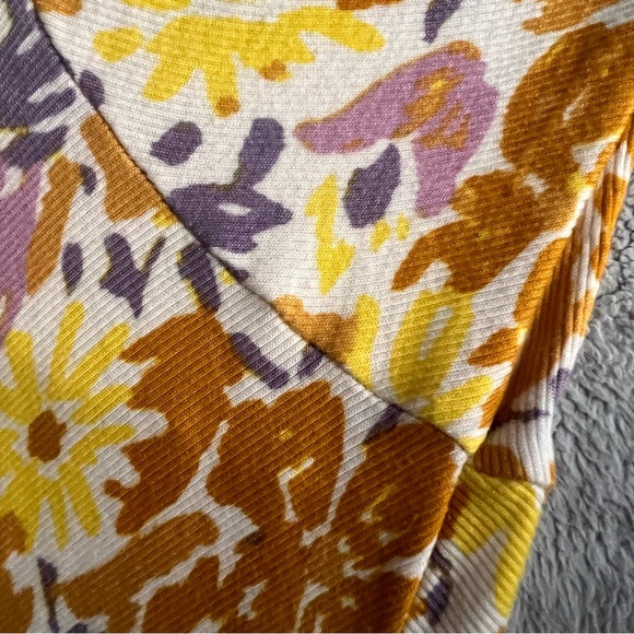 Free People Key To Your Heart Floral Slinky Ribbed Jersey Ruched Mini Dress XS - Picture 8 of 13